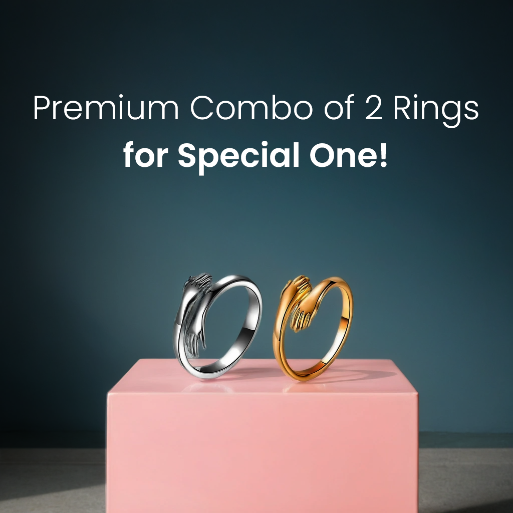 AVR JEWELS Special Combo of 2 Rings | Special Hug (Gold and Silver)